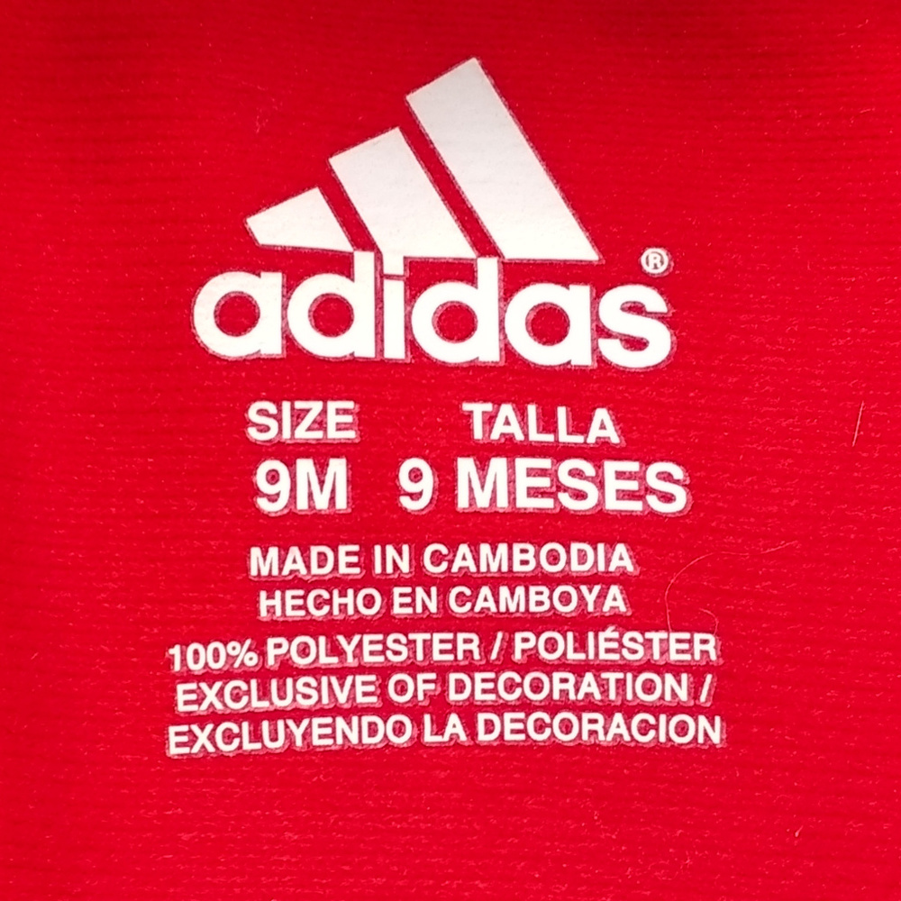 Adidas Red Track Jacket Kids Toddler Size 9 Months - Picture 2 of 5